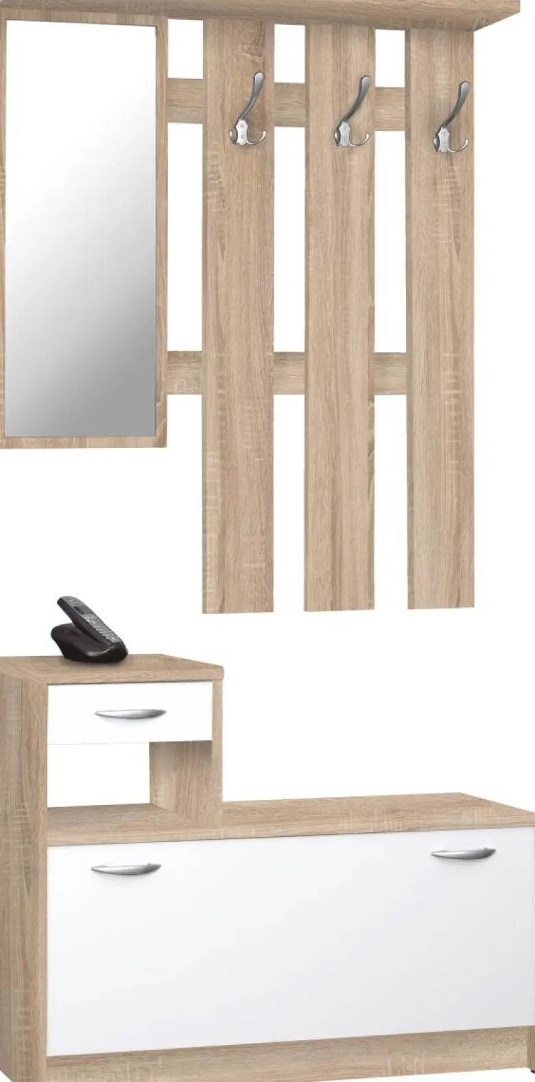 Garderobe Rudolf Eiche Sonoma Nachbildung weiß B/H/T: ca. 100x180x25 cm