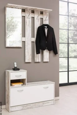 Garderobe Rudolf Eiche Vintage Optik weiß B/H/T: ca. 100x180x25 cm