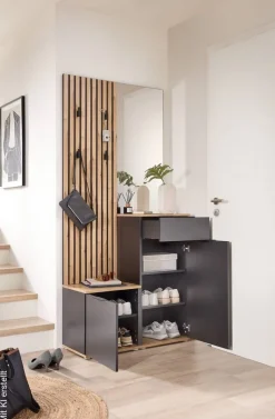 Garderobe Simple anthrazit Eiche Artisan Nachbildung B/H/T: ca. 88x195x35 cm