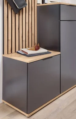 Garderobe Simple anthrazit Eiche Artisan Nachbildung B/H/T: ca. 88x195x35 cm