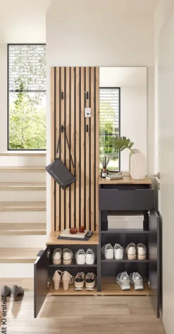 Garderobe Simple anthrazit Eiche Artisan Nachbildung B/H/T: ca. 88x195x35 cm