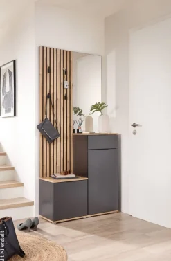 Garderobe Simple anthrazit Eiche Artisan Nachbildung B/H/T: ca. 88x195x35 cm