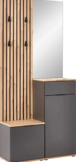 Garderobe Simple anthrazit Eiche Artisan Nachbildung B/H/T: ca. 88x195x35 cm