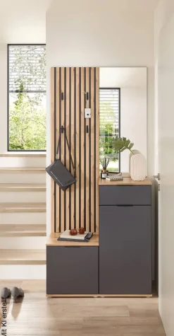 Garderobe Simple anthrazit Eiche Artisan Nachbildung B/H/T: ca. 88x195x35 cm