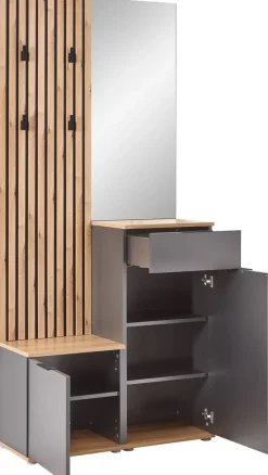 Garderobe Simple anthrazit Eiche Artisan Nachbildung B/H/T: ca. 88x195x35 cm