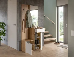 Garderobe Simple Eiche Artisan Nachbildung weiß B/H/T: ca. 88x195x35 cm