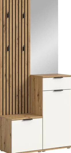 Garderobe Simple Eiche Artisan Nachbildung weiß B/H/T: ca. 88x195x35 cm