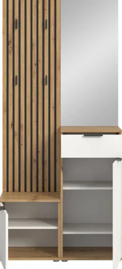 Garderobe Simple Eiche Artisan Nachbildung weiß B/H/T: ca. 88x195x35 cm