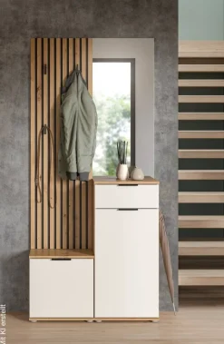 Garderobe Simple Eiche Artisan Nachbildung weiß B/H/T: ca. 88x195x35 cm