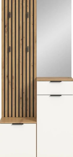 Garderobe Simple Eiche Artisan Nachbildung weiß B/H/T: ca. 88x195x35 cm