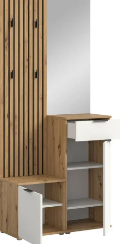 Garderobe Simple Eiche Artisan Nachbildung weiß B/H/T: ca. 88x195x35 cm