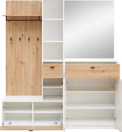 Garderobe Venlo weiß Eiche Artisan Nachbildung B/H/T: ca. 169x196x38 cm