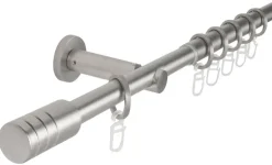 Gardinenstange Edelstahloptik Aluminium ausziehbar von ca. 120 bis 210 cm 1.0 Läufe