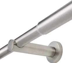 Gardinenstange Edelstahloptik Aluminium ausziehbar von ca. 120 bis 210 cm 1.0 Läufe