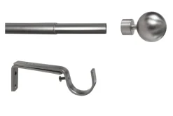 Gardinenstange Edelstahloptik Metall ausziehbar von ca. 190 bis 360 cm 1.0 Läufe