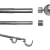 Gardinenstange Edelstahloptik Metall ausziehbar von ca. 190 bis 360 cm 2.0 Läufe