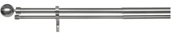 Gardinenstange Edelstahloptik Metall ausziehbar von ca. 190 bis 360 cm 2.0 Läufe
