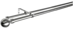 Gardinenstange Edelstahloptik Metall ausziehbar von ca. 190 bis 360 cm 2.0 Läufe
