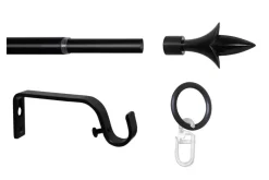 Gardinenstange schwarz Aluminium ausziehbar von ca. 130 bis 240 cm 1.0 Läufe