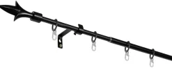Gardinenstange schwarz Aluminium ausziehbar von ca. 130 bis 240 cm 1.0 Läufe