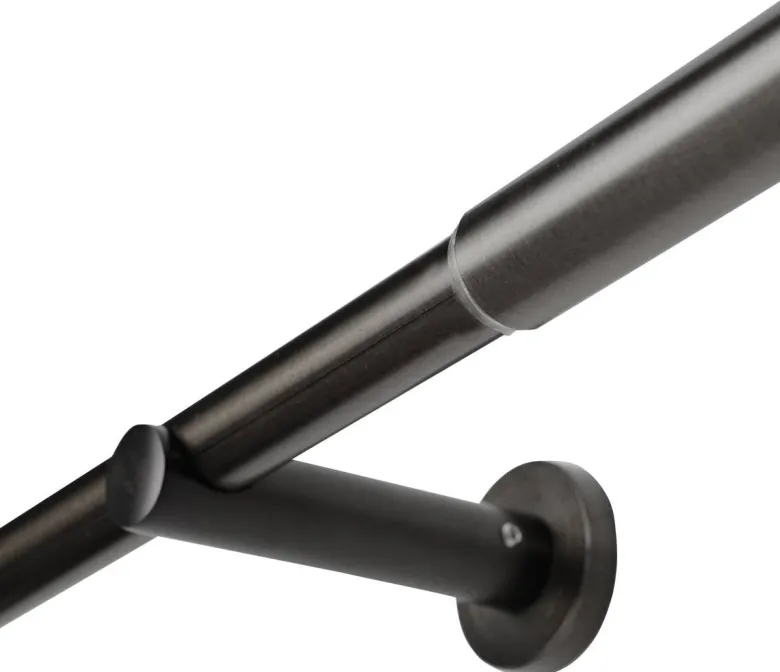 Gardinenstange schwarz Aluminium ausziehbar von ca. 120 bis 210 cm 1.0 Läufe