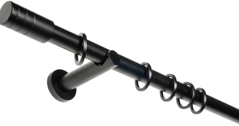 Gardinenstange schwarz Aluminium ausziehbar von ca. 120 bis 210 cm 1.0 Läufe