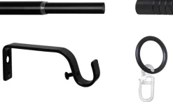 Gardinenstange schwarz Metall ausziehbar von ca. 120 bis 210 cm 1.0 Läufe