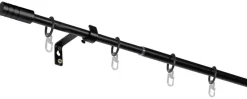 Gardinenstange schwarz Metall ausziehbar von ca. 120 bis 210 cm 1.0 Läufe
