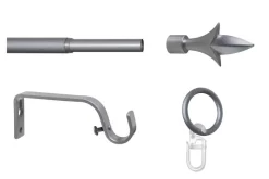 Gardinenstange silber Aluminium ausziehbar von ca. 130 bis 240 cm 1.0 Läufe