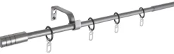 Gardinenstange silber Metall ausziehbar von ca. 120 bis 210 cm 1.0 Läufe