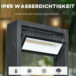 Gartenlampe mit LED dunkelgrau Aluminium Glas Gummi B/H/L: ca. 5x90x16 cm