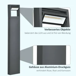Gartenlampe mit LED dunkelgrau Aluminium Glas Gummi B/H/L: ca. 5x90x16 cm