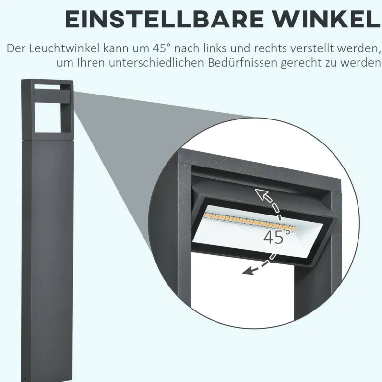 Gartenlampe mit LED dunkelgrau Aluminium Glas Gummi B/H/L: ca. 5x90x16 cm