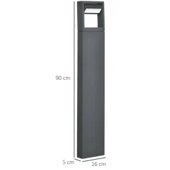 Gartenlampe mit LED dunkelgrau Aluminium Glas Gummi B/H/L: ca. 5x90x16 cm