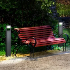Gartenlampe mit LED dunkelgrau Aluminium Glas Gummi B/H/L: ca. 5x90x16 cm