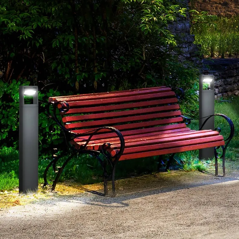 Gartenlampe mit LED dunkelgrau Aluminium Glas Gummi B/H/L: ca. 5x90x16 cm