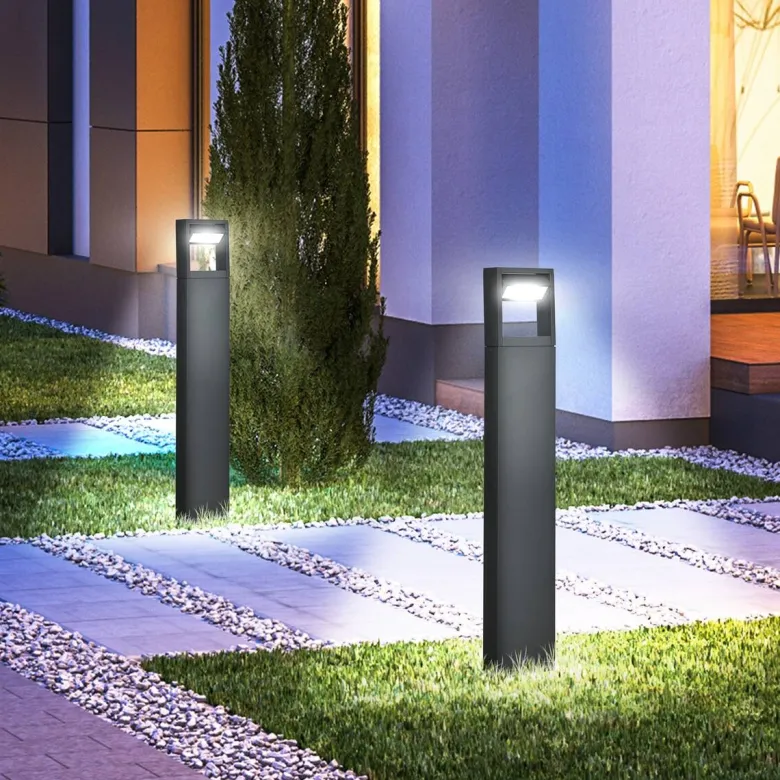 Gartenlampe mit LED dunkelgrau Aluminium Glas Gummi B/H/L: ca. 5x90x16 cm