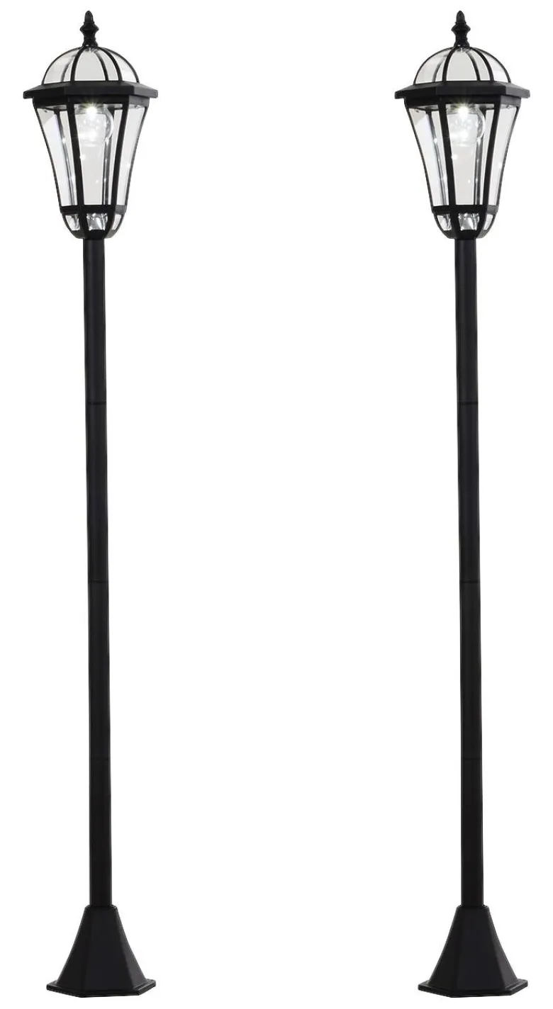 Gartenlaterne im 2er-Set schwarz Kunststoff H/D: ca. 129x18,5 cm