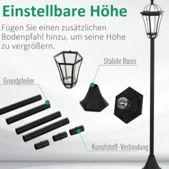 Gartenlaterne im 2er-Set schwarz Kunststoff H/D: ca. 129x18,5 cm