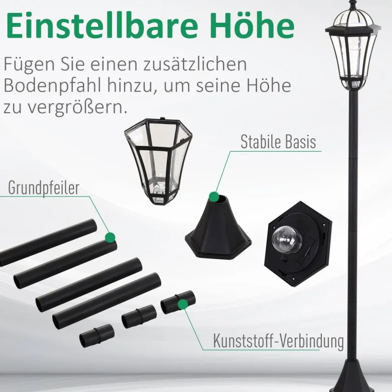 Gartenlaterne im 2er-Set schwarz Kunststoff H/D: ca. 129x18,5 cm