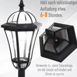 Gartenlaterne im 2er-Set schwarz Kunststoff H/D: ca. 129x18,5 cm