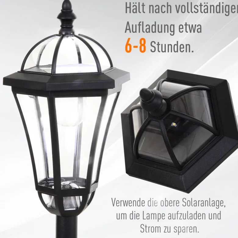 Gartenlaterne im 2er-Set schwarz Kunststoff H/D: ca. 129x18,5 cm