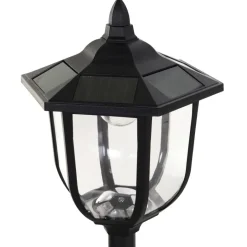 Gartenlaterne mit LED schwarz Kunststoff Edelstahl H/D: ca. 177x27 cm