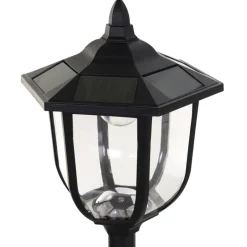 Gartenlaterne mit LED schwarz Kunststoff Edelstahl H/D: ca. 177x27 cm