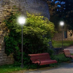 Gartenlaterne mit LED schwarz Kunststoff Edelstahl H/D: ca. 177x27 cm
