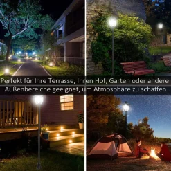 Gartenlaterne mit LED schwarz Kunststoff Edelstahl H/D: ca. 177x27 cm