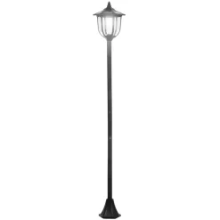 Gartenlaterne mit LED schwarz Kunststoff Edelstahl H/D: ca. 177x27 cm