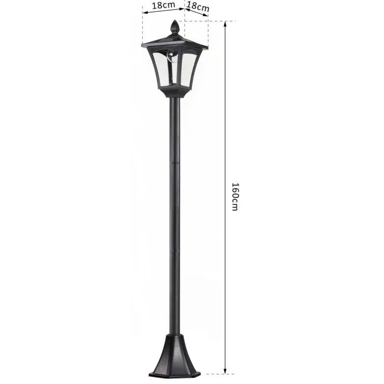 Gartenlaterne schwarz Edelstahl Kunststoff B/H/L: ca. 18x160x18 cm