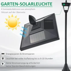 Gartenlaterne schwarz Edelstahl Kunststoff B/H/L: ca. 18x160x18 cm