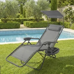 Gartenliege grau Stahl B/H/L: ca. 64x107x160 cm